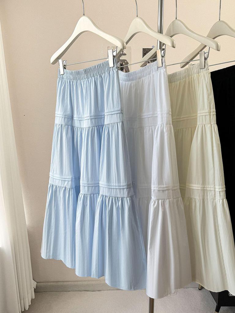 Women's 2026 High-Waisted A-line Midi Skirt - Slimming Layered Design