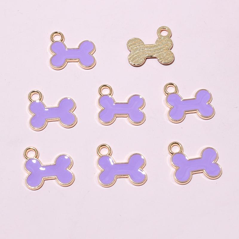 

20pcs Pet Bone Charms Pendant 12x13mm Cute Alloy Metal DIY Jewelry Making Accessories for Necklace Earrings Bracelet фиолетовый