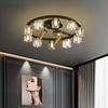 Light Luxury High-end Living Room Ceiling Lamp Full Copper Crystal with Spotlights Bedroom Study Room Lamps