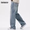 Mark Hua Fei Men's High Street Loose Fit Distressed Straight Leg Jeans