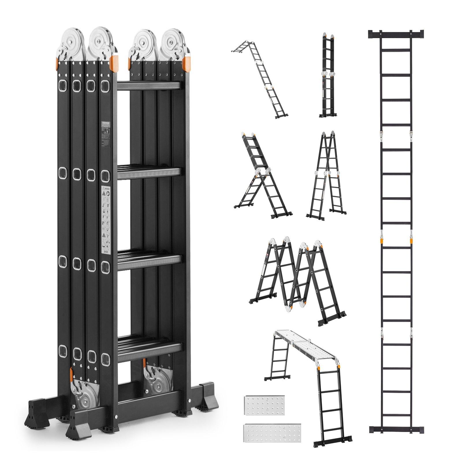VEVOR Multi-Purpose Folding Ladder, 7-in-1 Tall