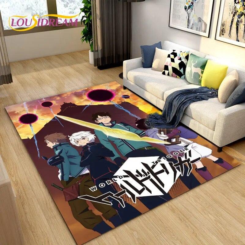 Tapete de área de desenho animado World Trigger Anime, tapete de carpete para sala de estar, quarto, sofá, capacho, decoração, crianças brincam, tapete de chão antiderrapante