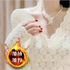 Winter New Style Velvet Thickened V-neck Women's Lace Bottoming Fashionable Inner Warm Long-sleeved Top