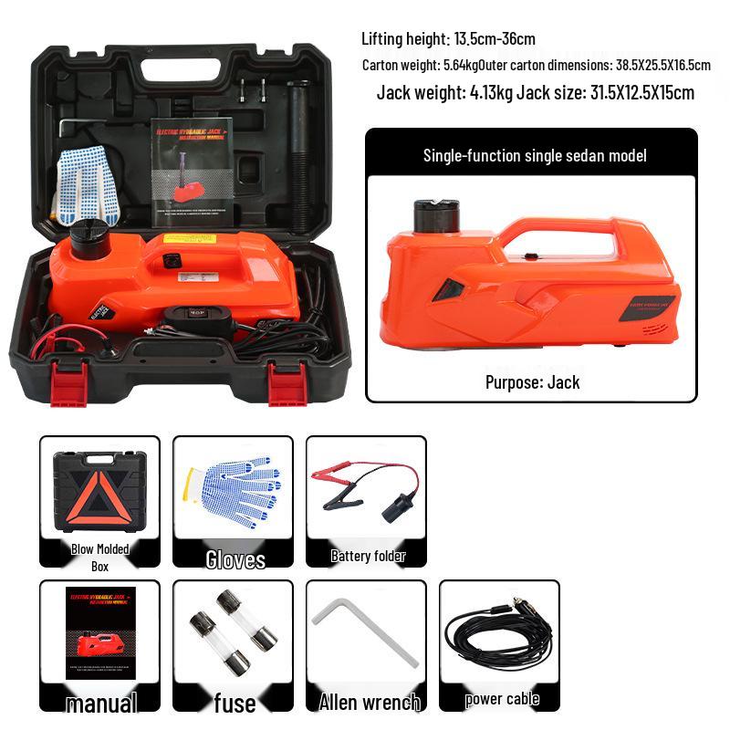 WOKEZ 12V Hydraulic Electric Jack with Inflatable Pump for Small Cars & Off-Road Rescue