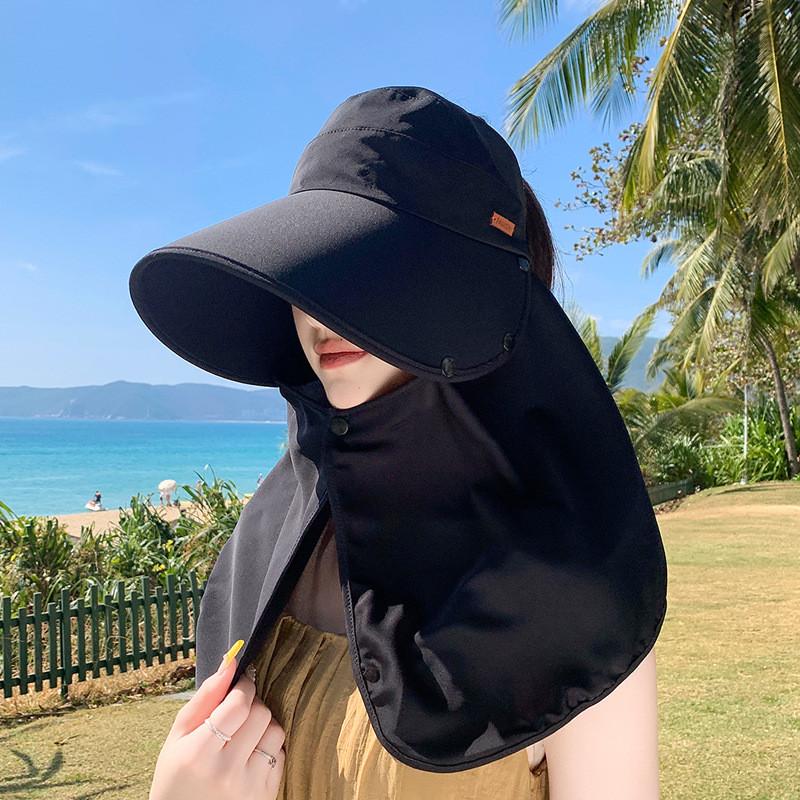Sun Protection Sun Hat For Women With Removable Shoulder Cover Summer Uv Shield For Outdoor Activities