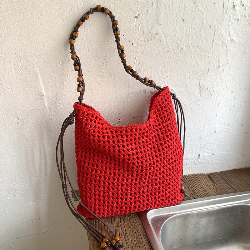 Hollow Woven Fashionable Large-capacity Bucket Bag Women's Summer New Holiday Wind Beach Straw Shoulder Bag