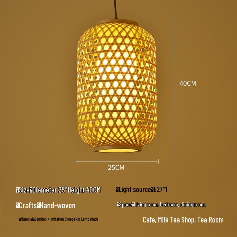 Zen Bamboo Pendant Lamp: Rattan Woven Japanese Tea Room Light