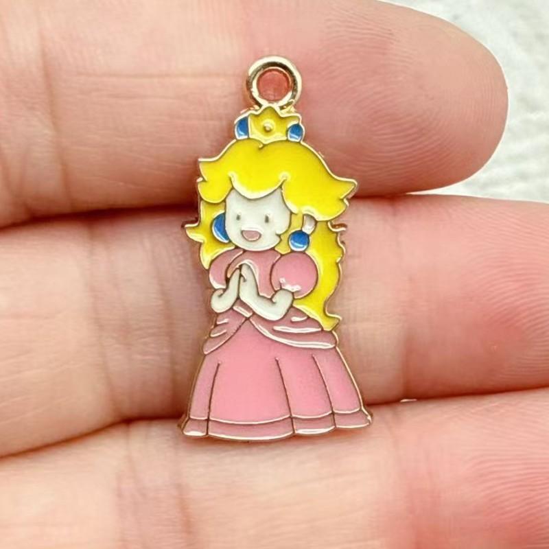 10Pcs Cute Super Mario Bros DIY Keychain Metal Handmade Alloy Anime Game Key Chain Keyring Gift for Fans