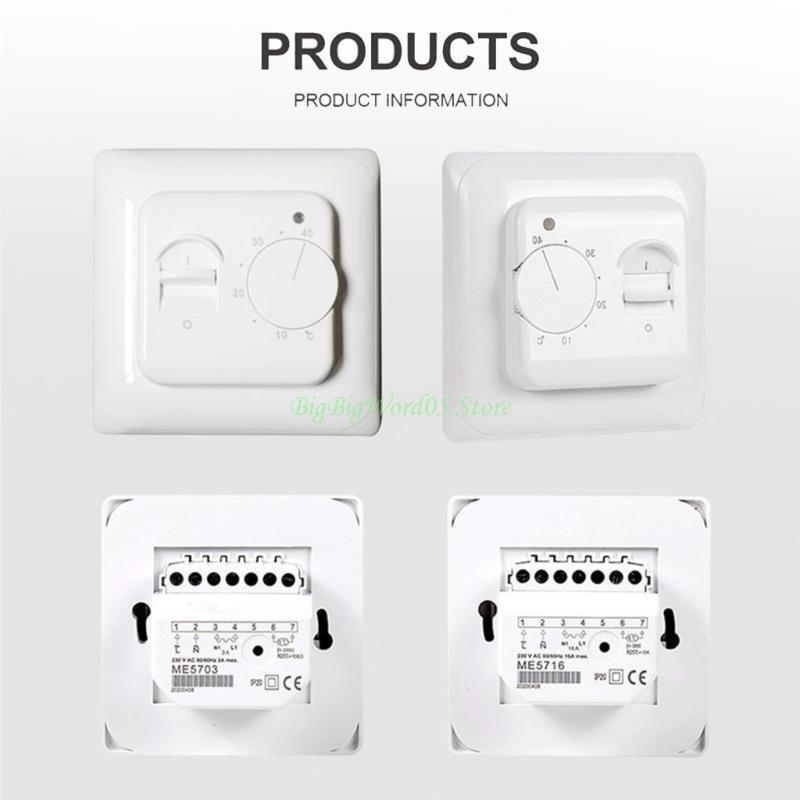 24TE Manual Thermostat Electric Water Warm Floor Temperature Controller 110-230V 16A 4Wire Line Voltage Mechanical Thermostat
