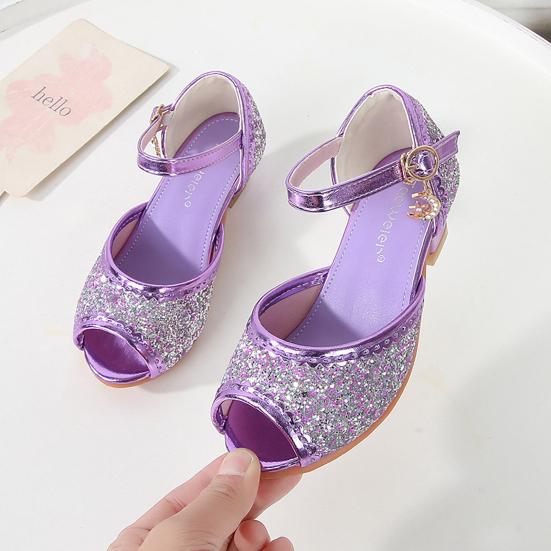 Splozh Girls Dress Shoes Princess High Heels Closed Toe Party Wedding Flower Girls Shoes Toddler Little Big Kid,Silver 11