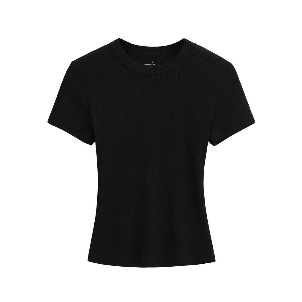 American Spicy Girl Slim Fit Round Neck Short Sleeve T-shirt - Women’s Elastic Summer Top