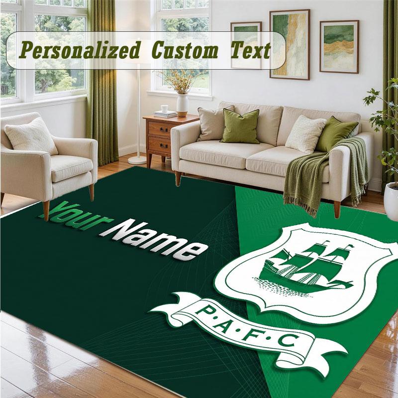 Crystal Velvet Square Rug Custom NamePlymouth Argyle FC Pattern Non Slip Home Floor Decor Rug