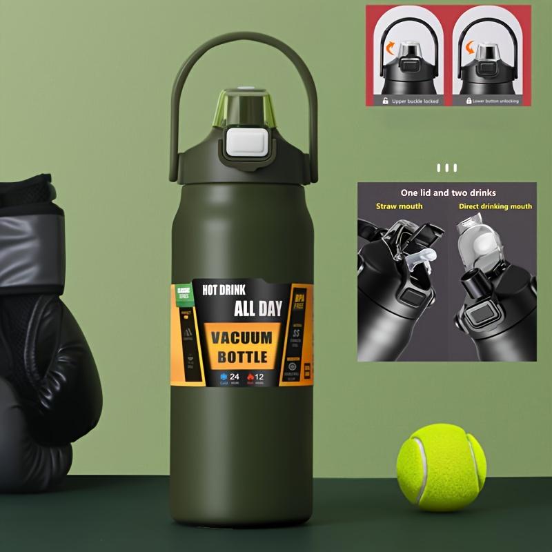 

LUSQI Большая емкость для воды из нержавеющей стали 304 Термос 1,2 л/1,5 л с трубочкой и прямое питье для занятий спортом на открытом воздухе 1.2L