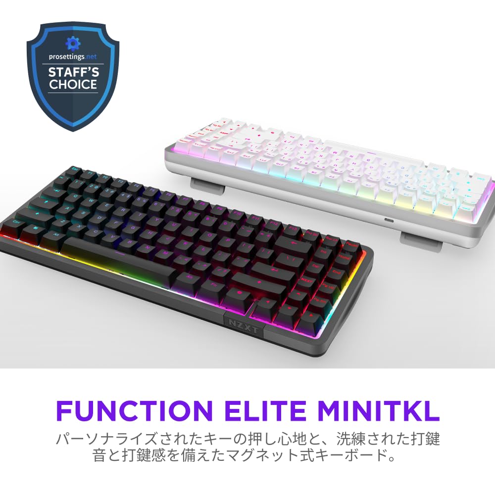 NZXT FUNCTION ELITE MINITKL Black Gaming US English Rapid KB0915 Keyboard, Tenkeyless, Layout, Trigger, Black, KB-101NB-US,