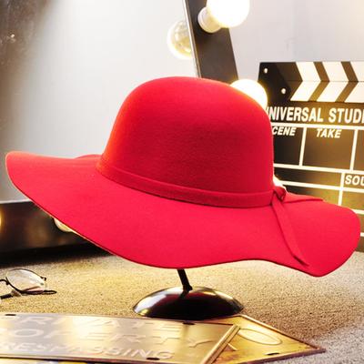 Black Retro Big Eaves Hat Woolen Hat Women's Autumn and Winter Tide Casual Versatile Dome French Top Hat Women