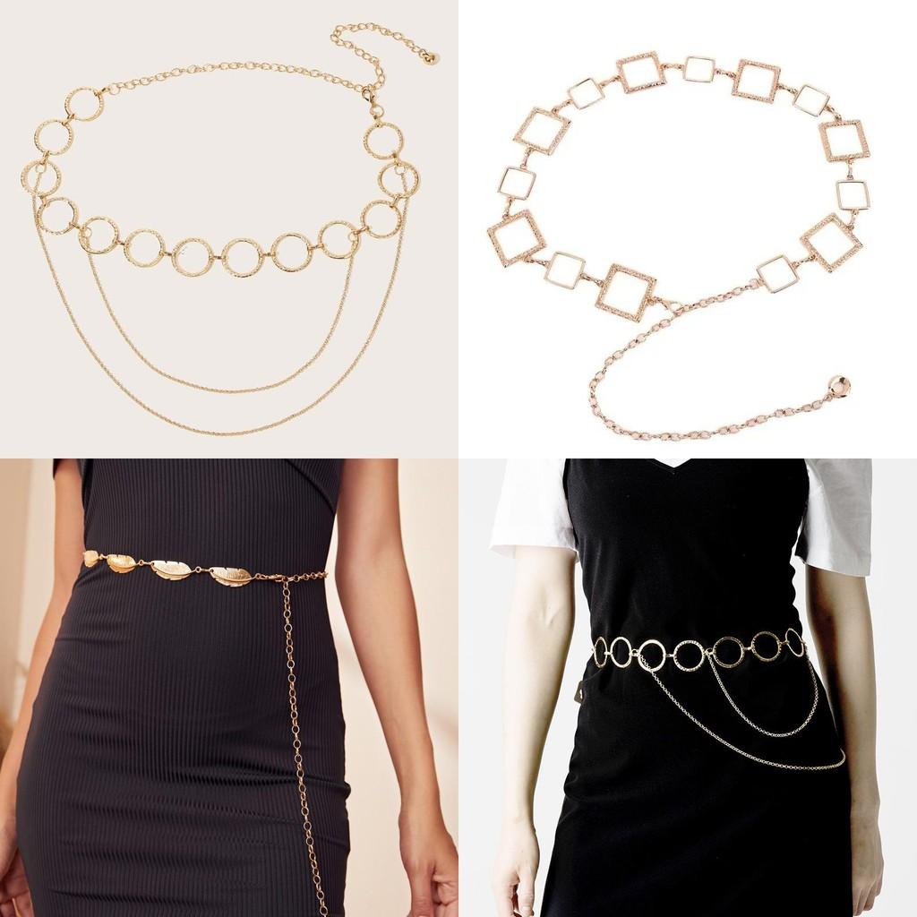 Minimalist Womens Metal Waist Chain With Geometric Oval Elements For Daily Style
