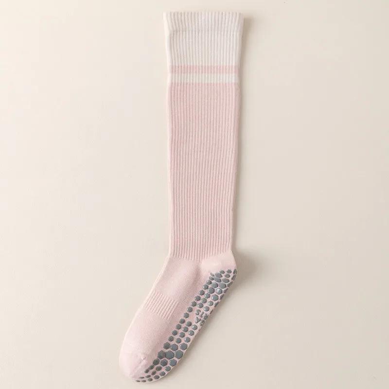 

Женские носки для йоги, чулки, силиконовые, нескользящие, профессиональные, носки для пилатеса, подходящие по цвету, для тренировок в помещении, фитнеса, танцев, спорта розовый