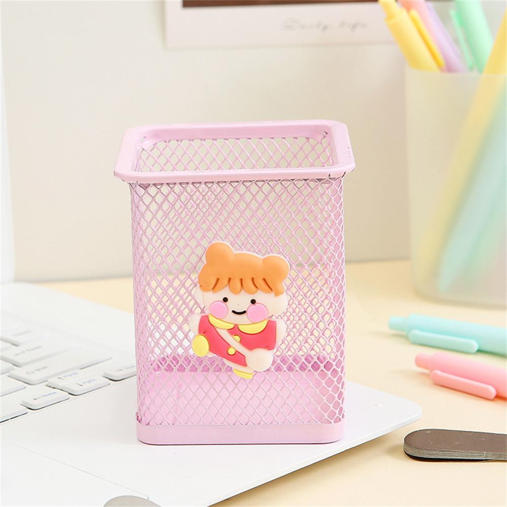 1 stücke Kawaii Rosa Dinosaurier Eisen Stift Halter Cartoon Nette Student Büro Organizer Bleistift Container Lagerung Box Desktop Dekoration