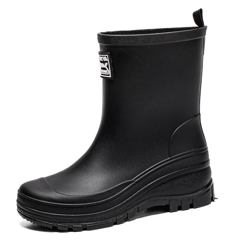 New fashionable outdoor wearable simple women's rain boots medium tube water shoes adult rain shoes waterproof and non-slip thick-soled water shoes