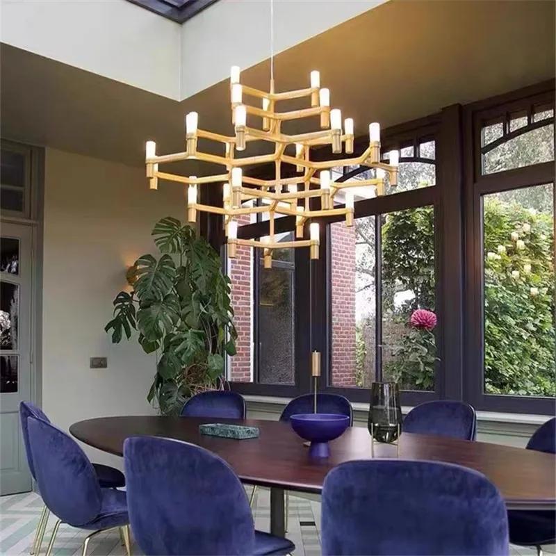 Nordic Luxury Modern LED Chandelier Designer Kitchen Pipe Chrome Lamp Hotel Living Room Room Room Decoration Lighting Fixtures