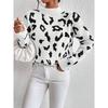 Women S Fashion Round Neck Long Sleeve Pullover Sweater Leopard Print
