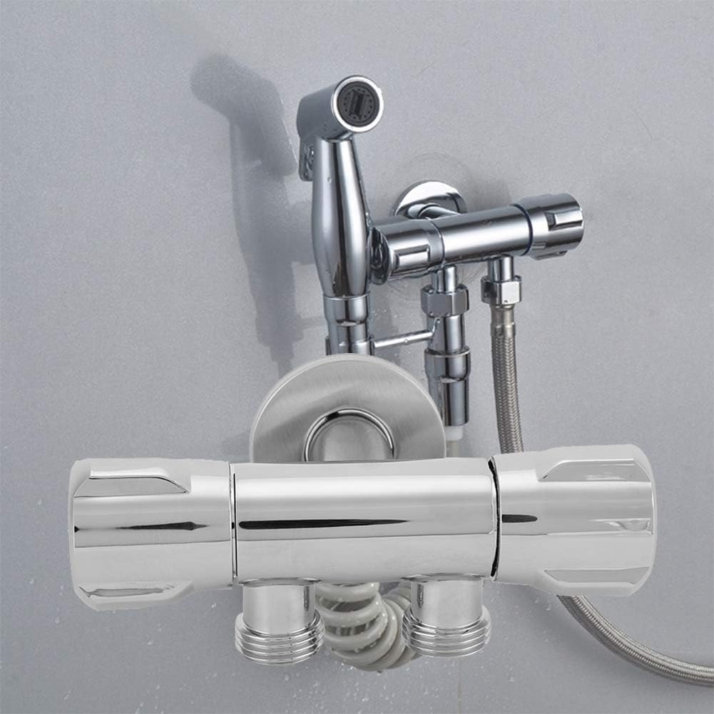 ViaGasaFamido Double Switch Outlet Angle Valve Toilet Bidet Shower Faucet Bathroom Accessories Outlet Angle Valve G1/2 Copper with Double Outlet Shut