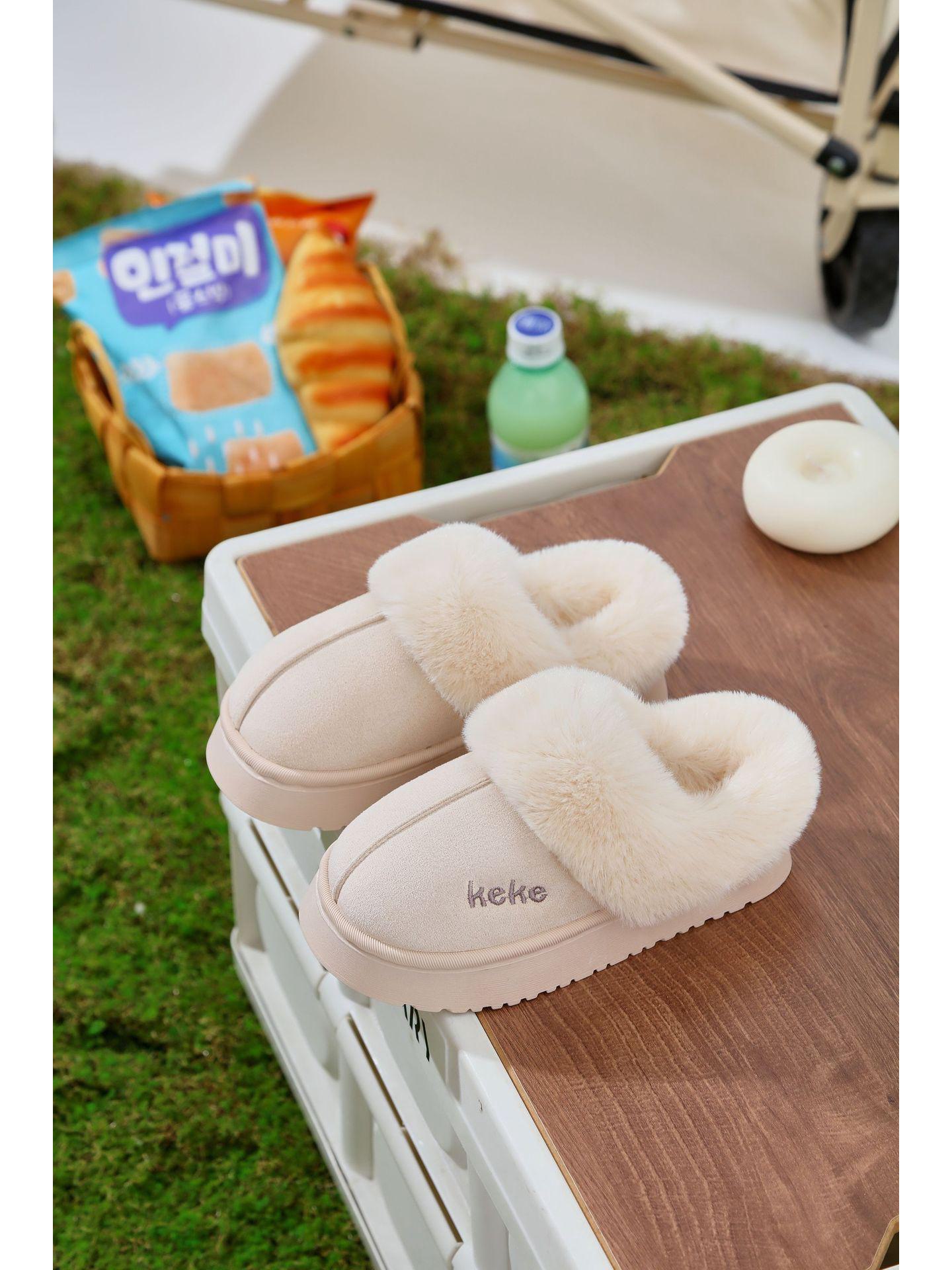 

Женские нескользящие теплые домашние/уличные тапочки - толстый бархат и хлопок для осени/зимы 32-33