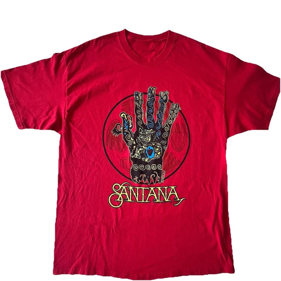 Рубашка Santana Красная Двусторонняя Футболка с Логотипом Группы Винтажная 2002 Y2K Унисекс Футболка M
