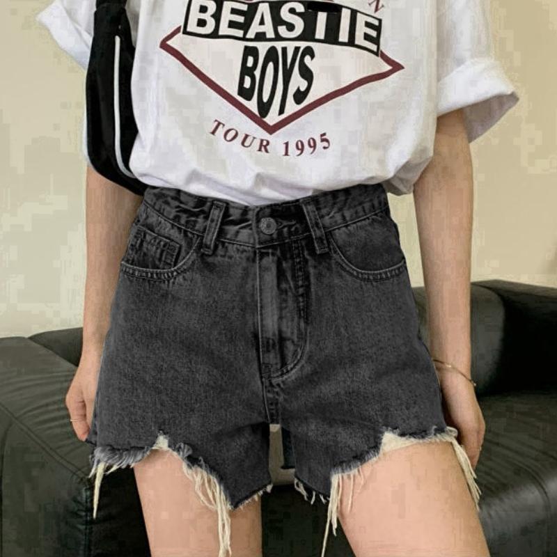 

Женские джинсовые шорты, летние модные корейские шорты Y2k с высокой талией, тонкие повседневные шикарные джинсовые брюки трапециевидной формы, трендовые велосипедные шорты M