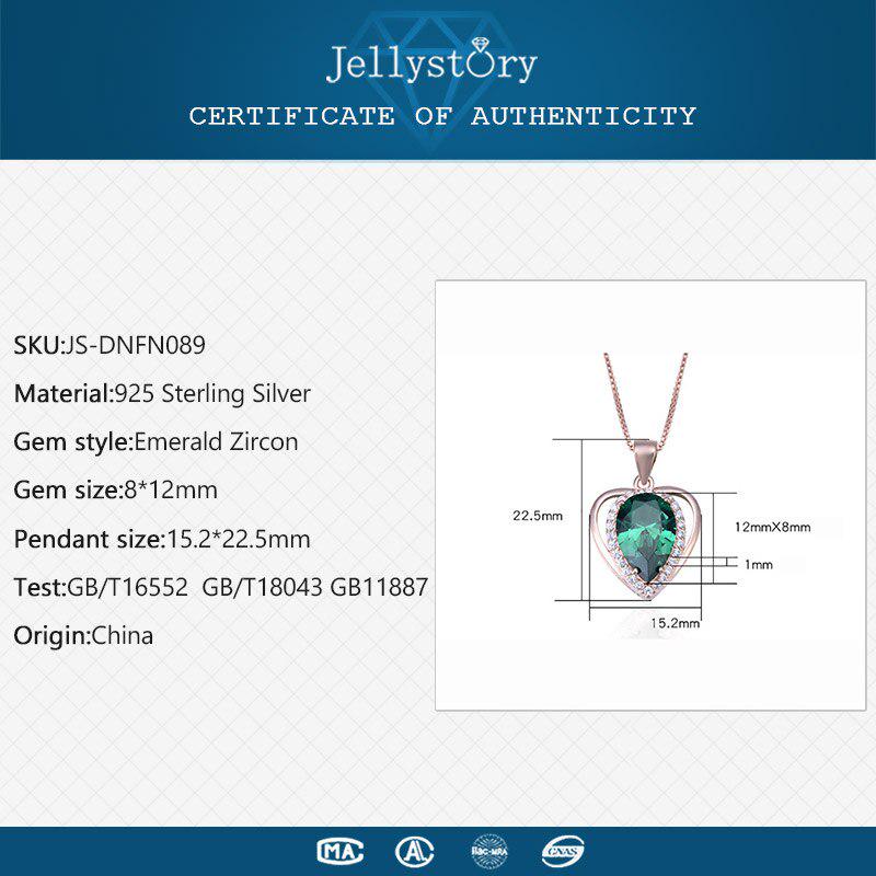 Tancise Colier elegant din argint 925 cu pandantiv cu zircon de smarald în formă de inimă Bijuterii pentru femei Petrecere de nuntă