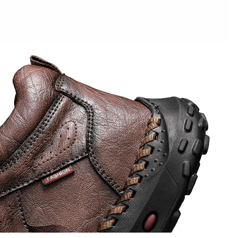 Men's High-top Casual Sneakers Handmade Leather Shoes Plus Size 39-48 Spring & Autumn
