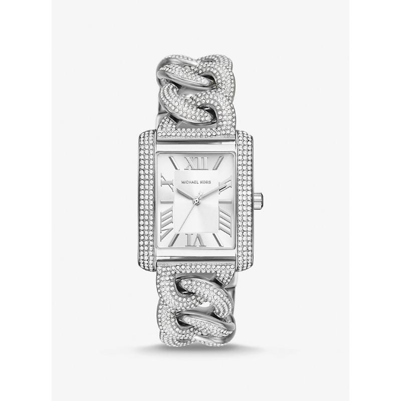 Michael Kors Oversized Emery Pavé Silver-Tone Curb-Link Watch MK7299 серебряный