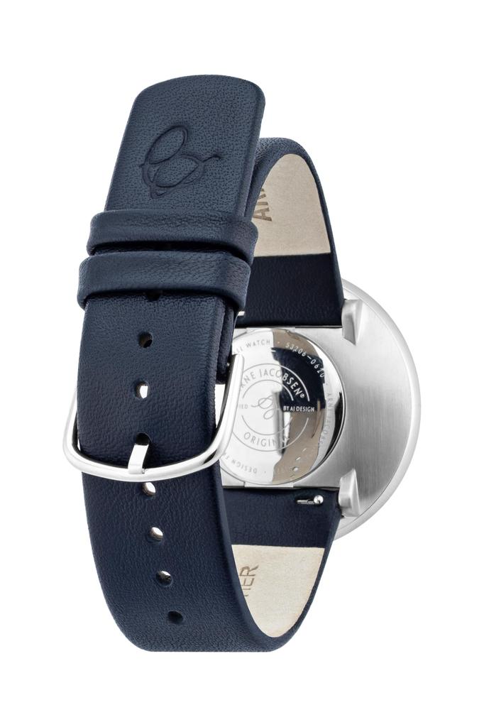 ARNE JACOBSEN CITYHALL 53206-2004SP 40mm Watch, Nordic Design, Water Resistant (Quiet Design with No Second Hand), Oxford Blue Leather Strap