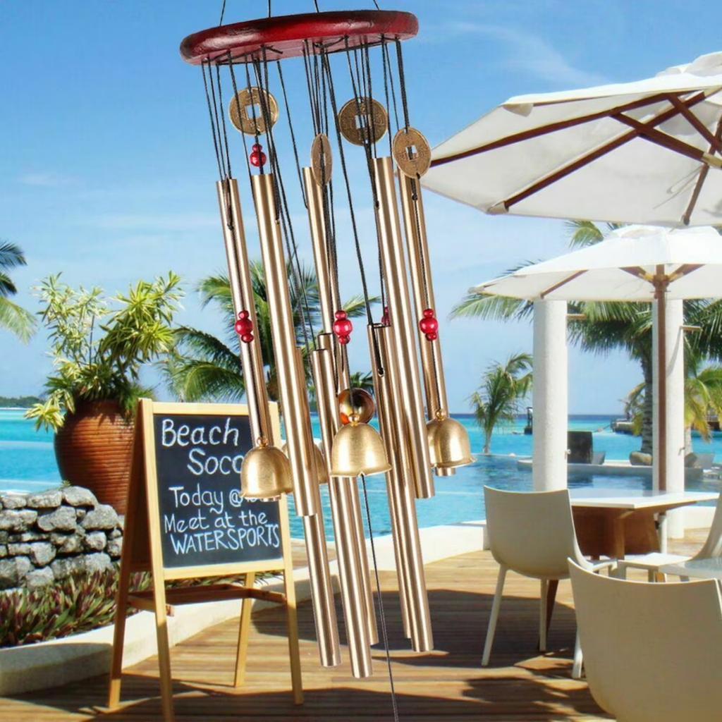 Metal Wind Chime Garden Decorative Vintage Style Outdoor Hanging Iron Tube Bells with Multiple Tubes and Circular Top Frame for Patio Porch Yard