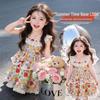 Girls' Floral Lace Princess Summer Dress - Trendy Puffy Skirt Beach Tank