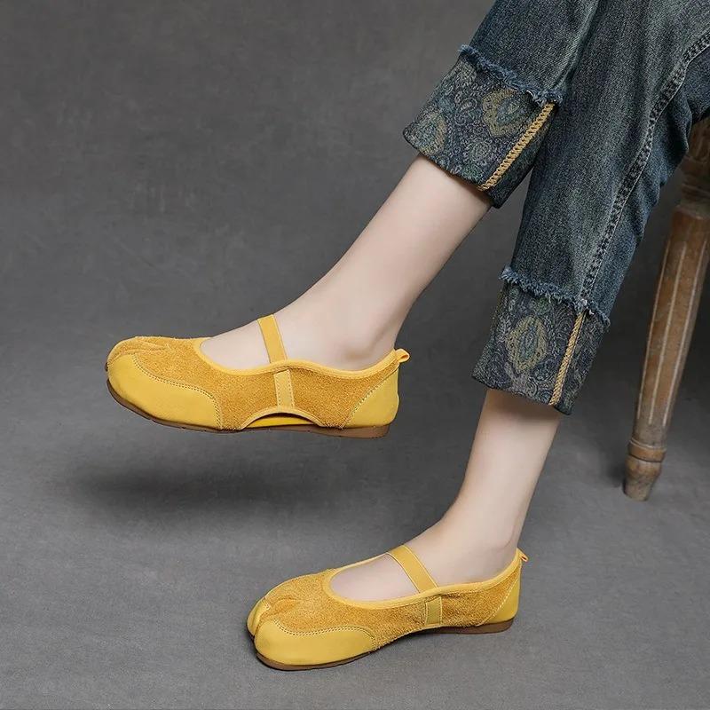 Fashion Cross Strap Tabi Hollow Flat Shoes Women Mary Jane Slip-on Split Toe Ballet Flats Trainers 2025 Summer Outdoor Walking Sneakers