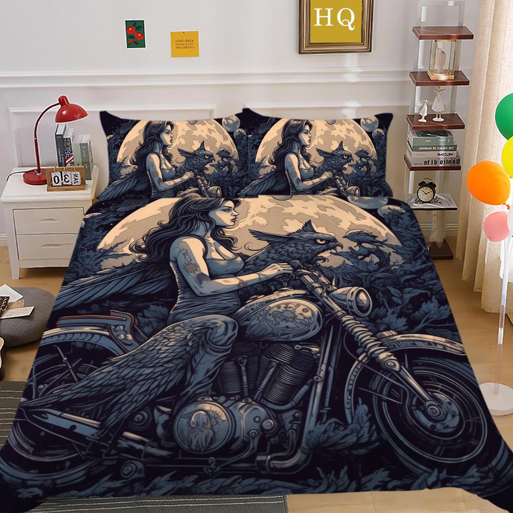Bedruckter Bettbezug „Beauty Skull“ für Doppelbett, Mikrofaser, für Teenager, coole Mode, hochwertige Heimtextilien