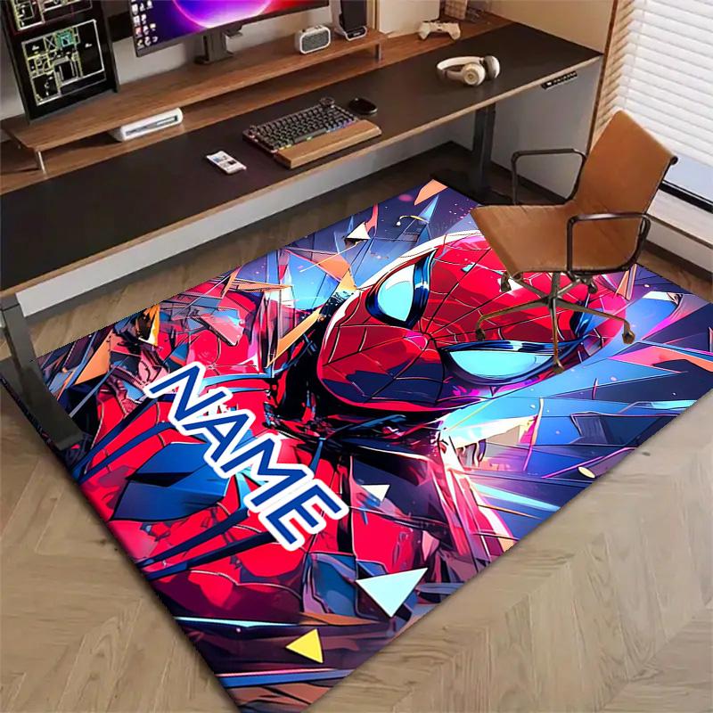 Custom Spider Man Mat Personalized Name, Polyester Washable Indoor Entryway Rug, Gift for Christmas, Easter, Thanksgiving Day