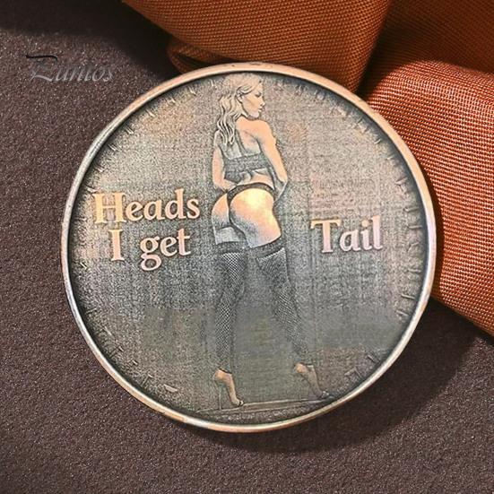 Adult Love Challenge Mynt Sexy Heads And Tails Mynt Dobbeltsidige voksen Mynt Hoder Jeg får hale og haler Jeg får Head Lucky Token Prank Gift for Men