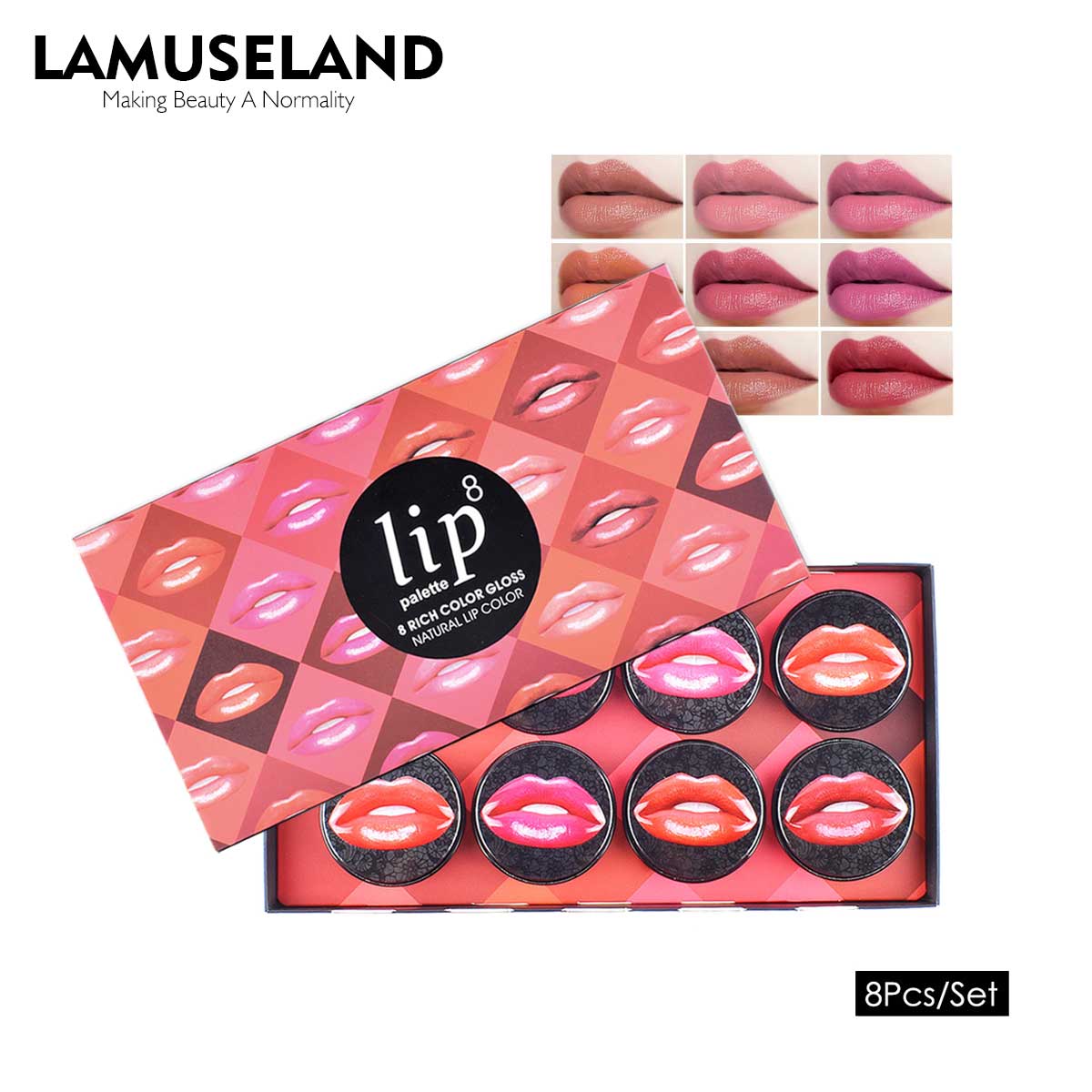 

LAMUSELAND 8 цветов Водостойкая губная помада Натуральная стойкая