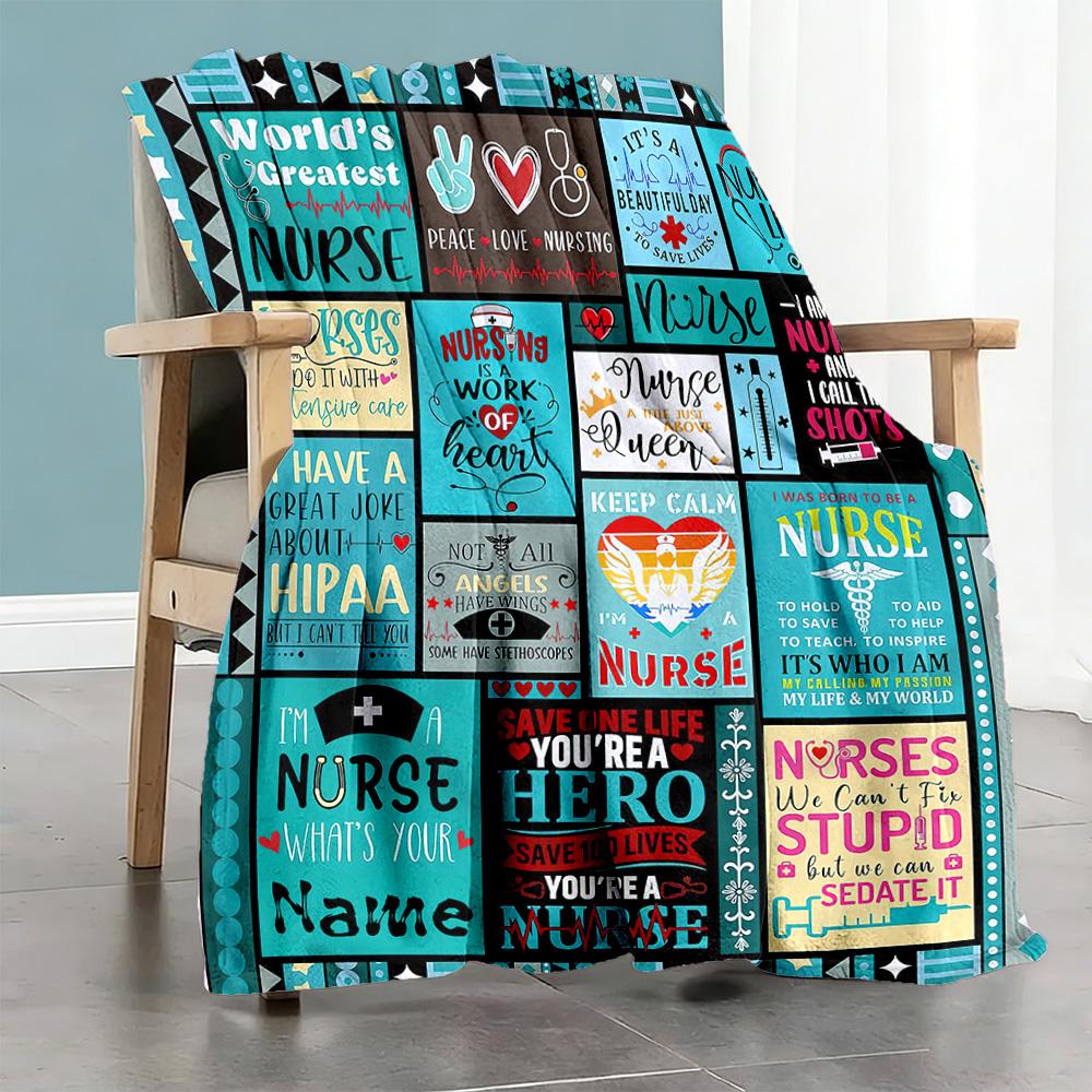 Nurse Style235 Customize Your Name Blanket Multi-purpose Customizable Blanket Soft & Cozy Perfect for Seaside Office Chair Living Room Home Decor