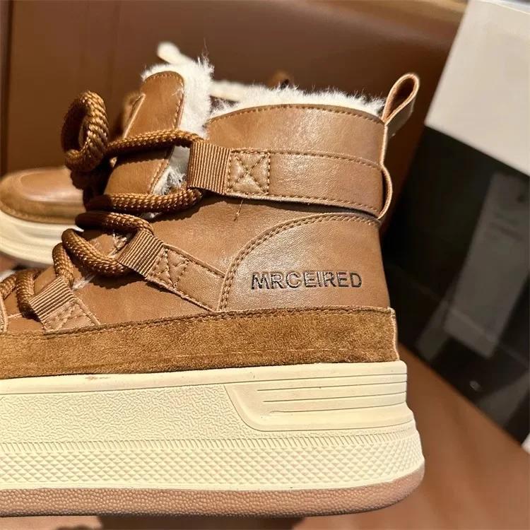 Fashion Designer Winter Women 6 CM Platform Sneakers Thick-soled Snow Boots Casual Warm Plush Shoes Fur Comfortable High Top Sneakers