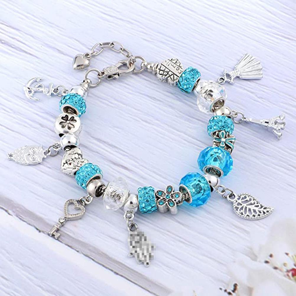 56 Pcs DIY Charm Bracelet Necklaces Jewelry Making Kit with Love Heart Box for Girls Women Valentines Birthday