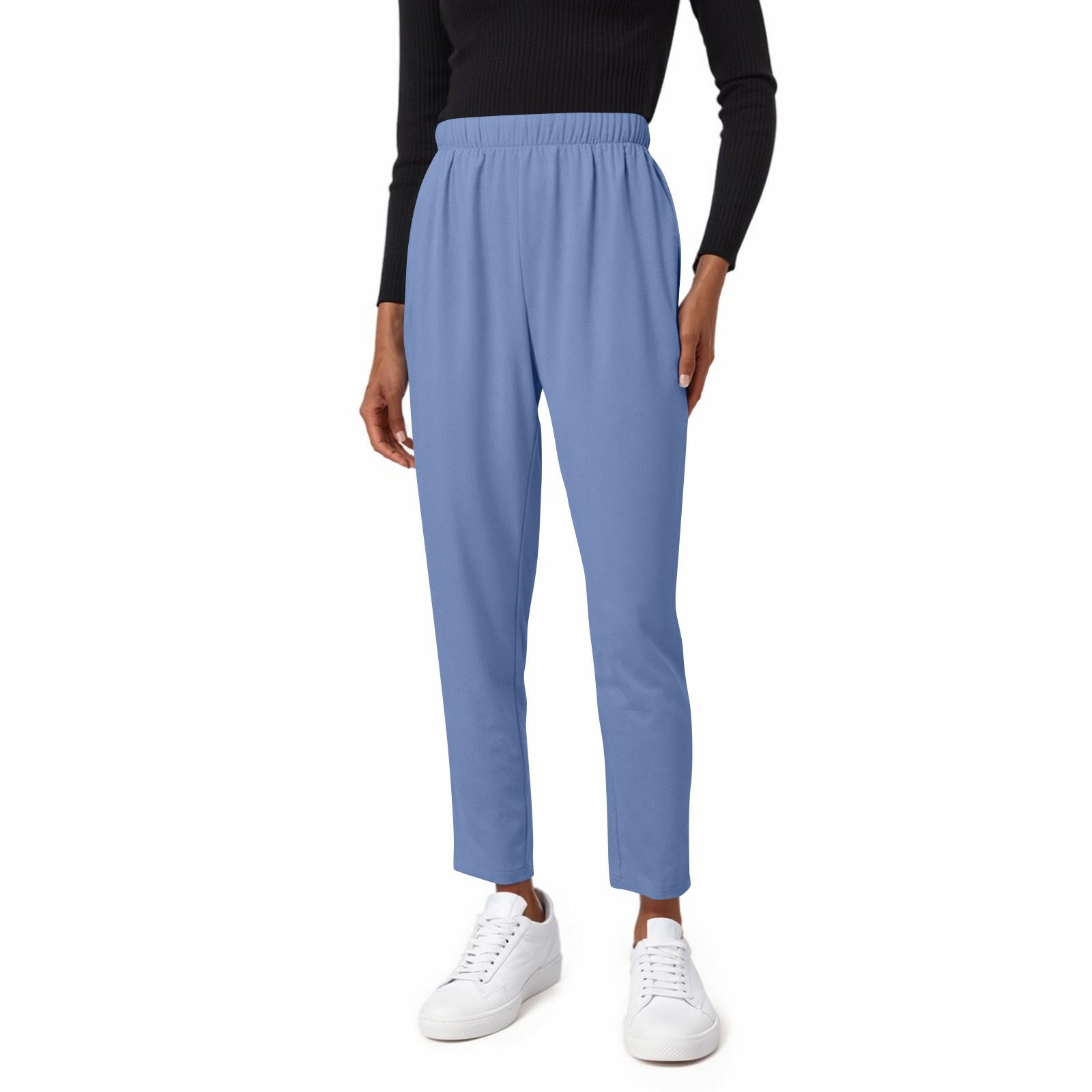 

Женские модные однотонные повседневные брюки с эластичным поясом и карманами для рабочих S