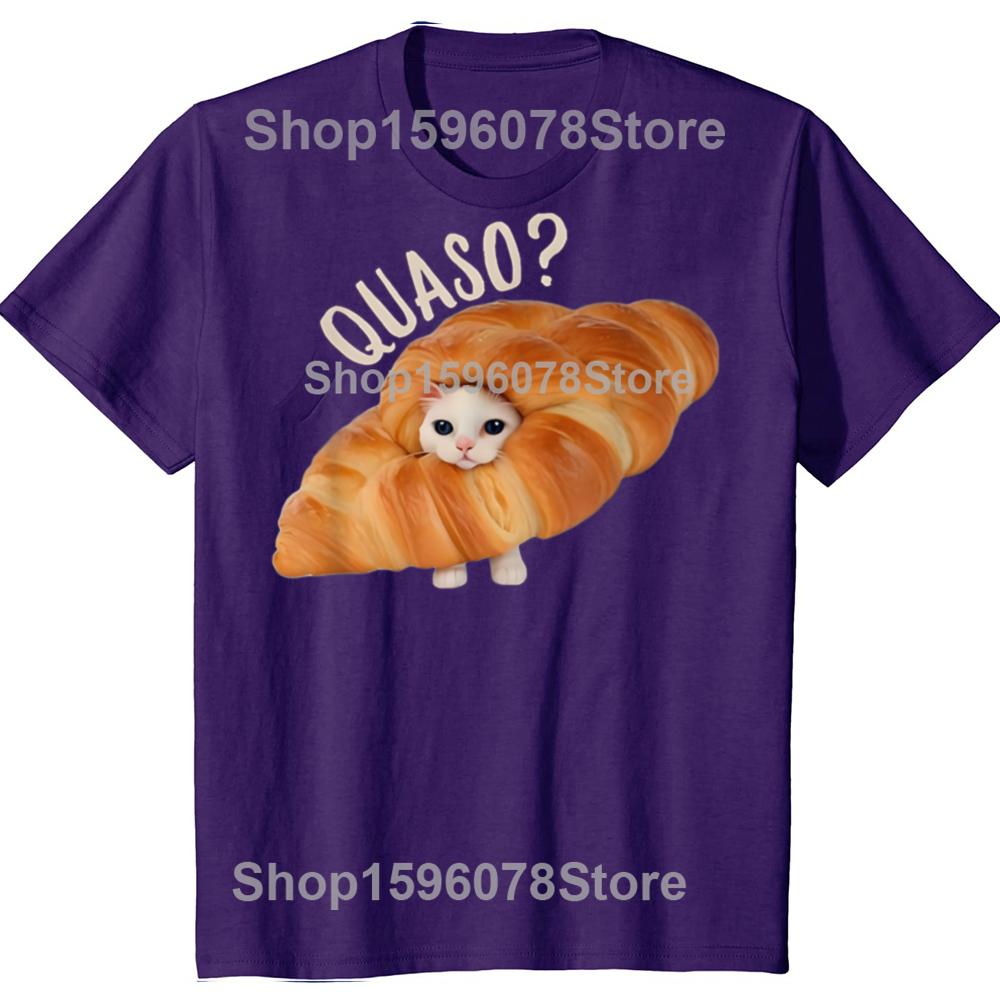Funny Croissant Meme Cat Cake Pet Lover TShirt Summer Men Clothing Vintage Summer Cotton Short Sleeve Oversized Tshirt Tops