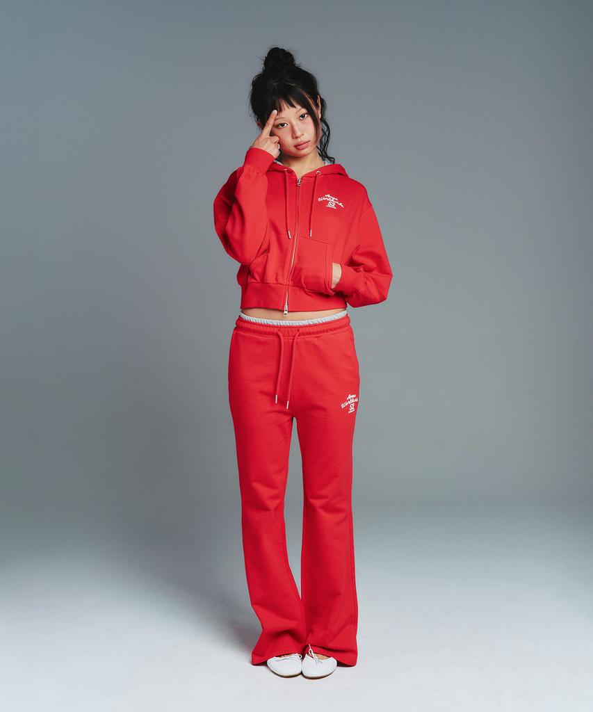 AMES-WORLDWIDE Classic Slim Boot Cut Sweat Pants Red