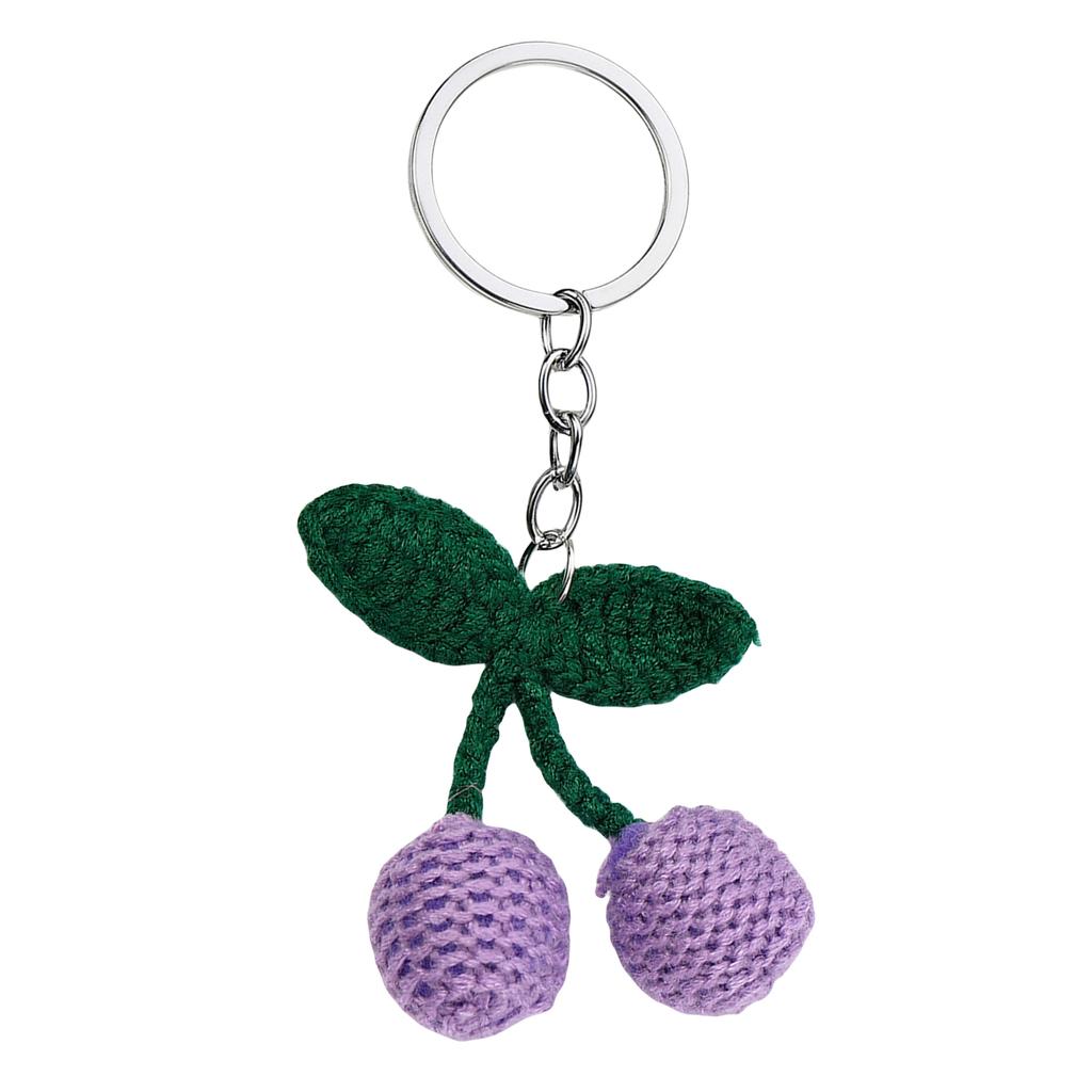 Multipurpose Knitted Cherry Charm Pendant Handmade Yarn Decoration for Keychains and Bags Soft and Unique Designs