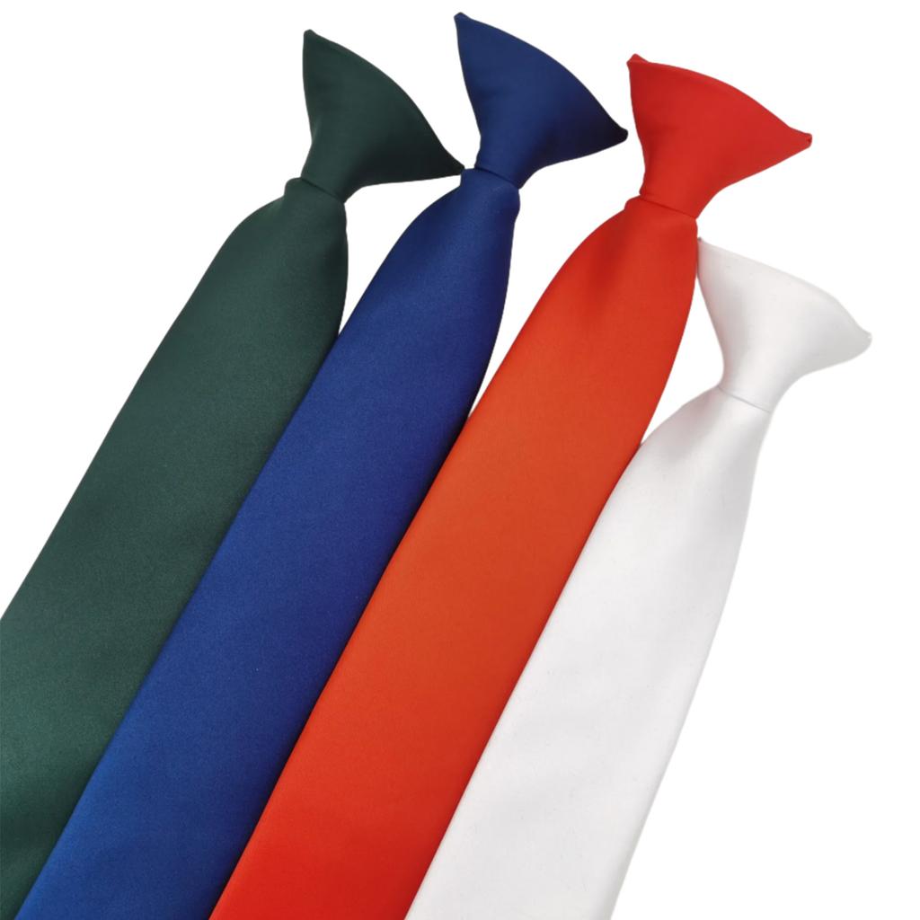 Mens Womens Solid Color Clip On Neck Tie for Uniform Pre Tied Adjustable Necktie for Business Meetings and Formal Event