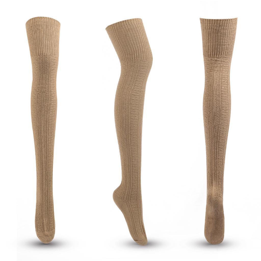 Chaussettes Hautes Pour Femme AUSUAYA - Chaussettes Longues Tricot Coton Épais Chaudes Au-Dessus Du Genou