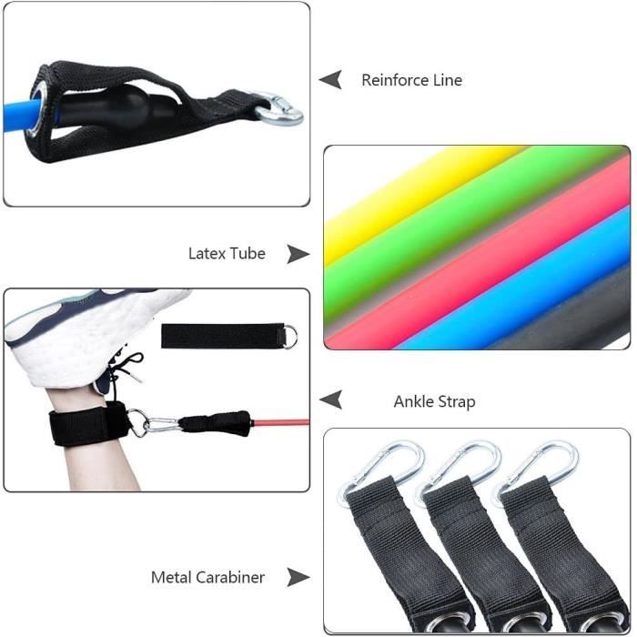 Bande de Résistance Fitness Set 16 – OTHA Kit Fitness Bande Tubes d'Exercice Musculation Latex - Équipement d'Exercices pour Pilates